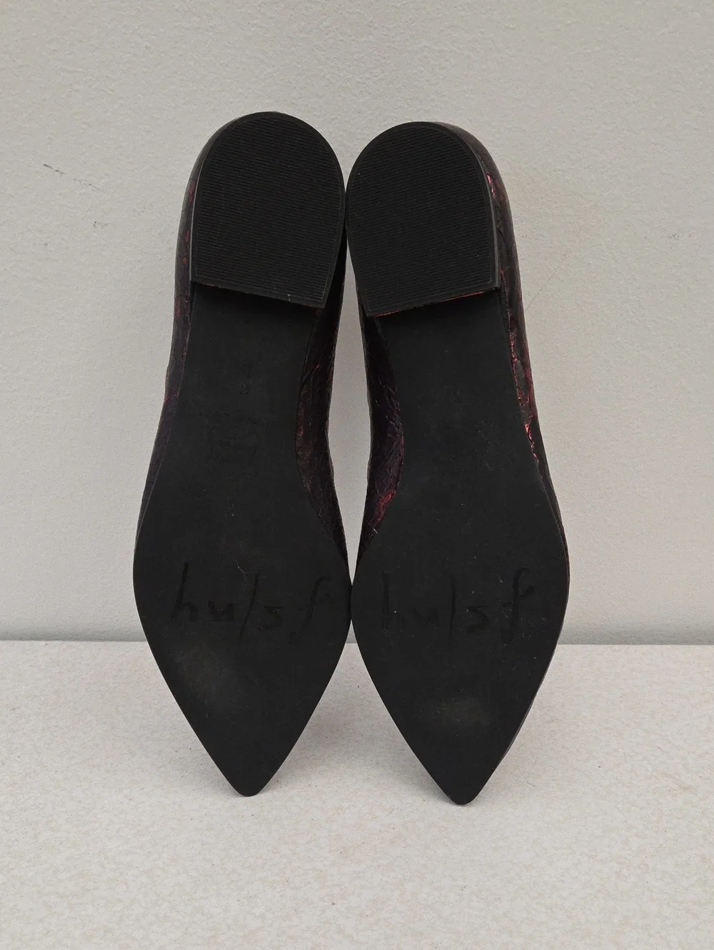 French Sole NY Red Metallic Gold Grommet Ballet Flats, 6B
